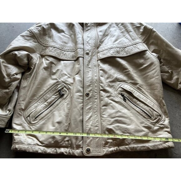 Vintage Wilsons Men’s Sz XL Leather Light Brown Leather Jacket Button Front RARE - Picture 9 of 16